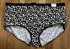 Plus Size 22/24 Lane Bryant Cacique Full Brief Cotton Panty Black White Animal