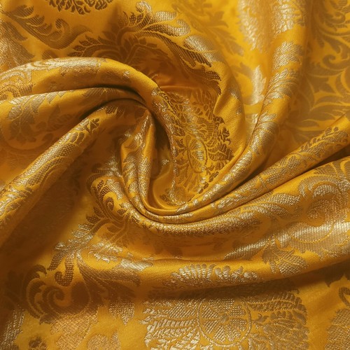 Brocade Ornamental Floral Fabric Gold Metallic Jacquard Craft Dress Material 44" - Picture 61 of 80
