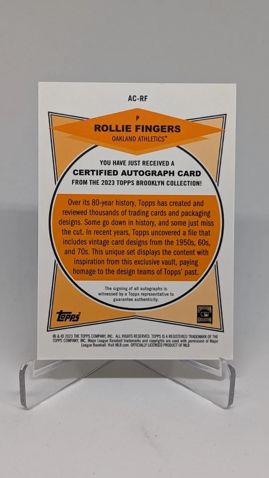 Rollie Fingers 2023 Topps Brooklyn Collection On Card Auto Gold #/50 - Image 2 of 2