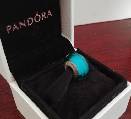 Authentic Pandora ST. KITTS 'FACINATING TEAL' Murano Glass Bead Charm 4Bracelet - Picture 13 of 24
