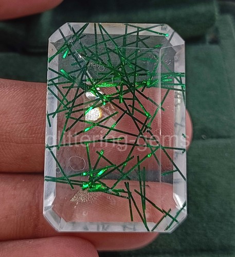 Green Rutilated Quartz 99.00 Ct Emerald Cut IGL Transparent Loose Gemstone 5JSI - Picture 8 of 8