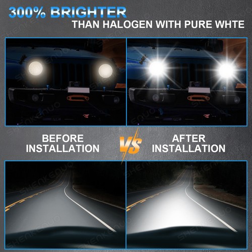 2PCS 7 Inch Round Headlight Sealed Beam Glass Housing Clear Lens H6024 H6014 - Picture 12 of 13