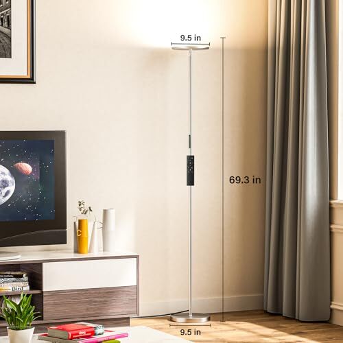 Modern LED Floor Lamp - Remote & Touch Control, 40W/2400LM Sky Large Gray - Bild 2 von 2