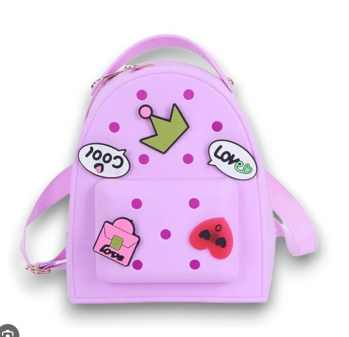 Kids Cute Silicone Backpack With CrocCharms Lightweight - Preschool Kindergarten - Picture 3 of 10