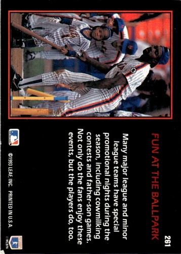 1993 Triple Play Fun at the Ballpark Pittsburgh Pirates/New York Mets #261 - Imagen 2 de 2