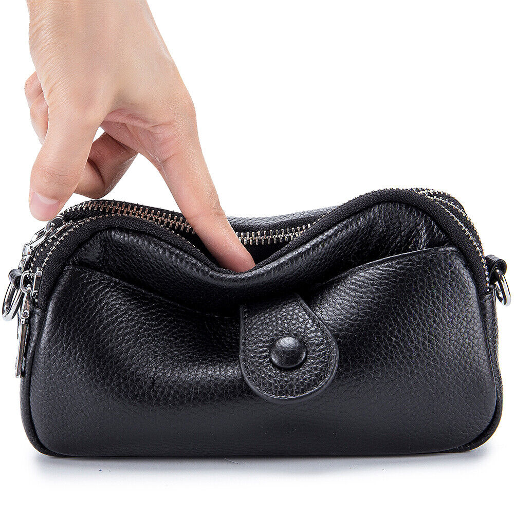 Womens Small Crossbody Bag Genuine Leather Shoulder Handbag Zip Cellphone Wallet - Picture 6 of 30