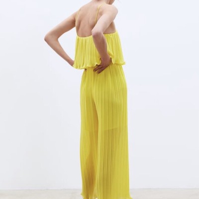 zara pleated jumpsuit with straps