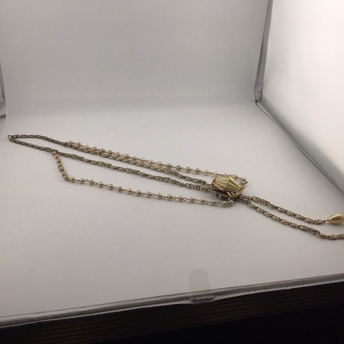 Vtg Necklace Lariat GoldT Victorian Look Gorgeous Fashion Chic Some Age Wear 21” - Picture 6 of 6