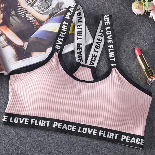 Underwear Womens Gym Tops Sports Bra Fitness Padded Crop Running Yoga Letter - Picture 3 of 16
