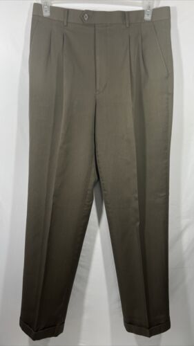 Bergamo Exec C. Herren 34 32 Olivwolle Oberanzughose Manschettenhosen Hose