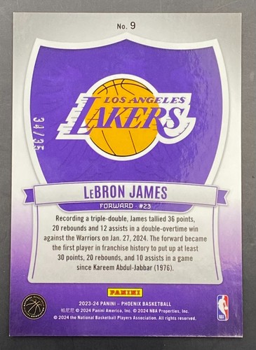 2023-24 Panini Phoenix Lebron James Crusade Blue International Scope #/35 Lakers - Foto 3 di 4
