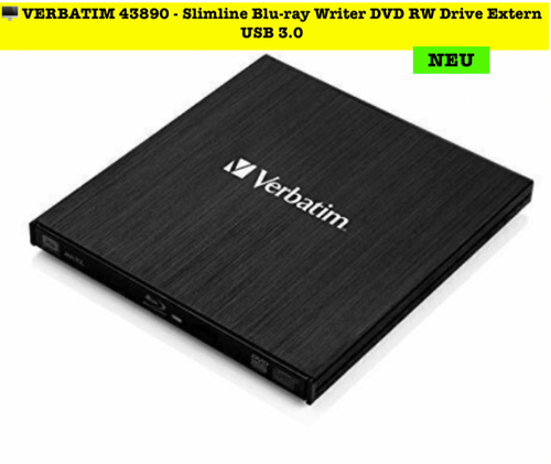π₯ VERBATIM 43890 - Slimline Blu-ray Writer DVD RW Drive Extern USB 3.0 β
NEU
