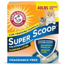 ARM & HAMMER Super Scoop Fragrance Free Clumping Clay Cat Litter, 40 lb 0.60 per pound
