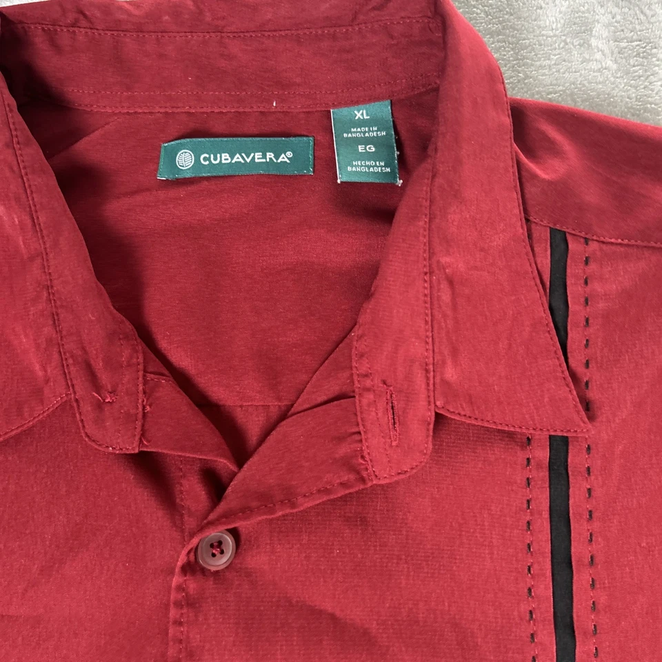 Camisa informal Cubavera manga corta abotonada calce para hombre talla XL roja Foto 3 de 4