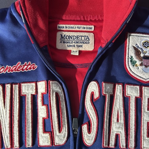 Vintage MONDETTA USA Banner Jacket Mens size S USA Team 90s Full Zip - Picture 2 of 3