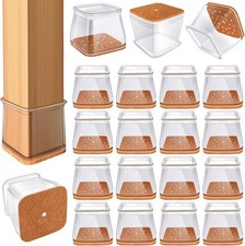 24PCS Square Silicone Chair Leg Floor Protectors Felt Pads Anti-Scratch