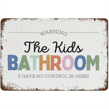 Room Warning The Kids Bathroom Tin Metal Signs Home D cor 8x12