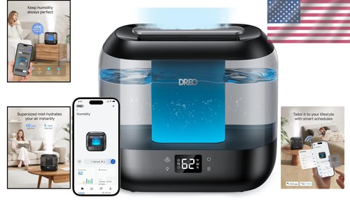 Smart Bedroom Humidifier, 4L Top Fill, 36H Runtime, Black - Picture 2 of 11