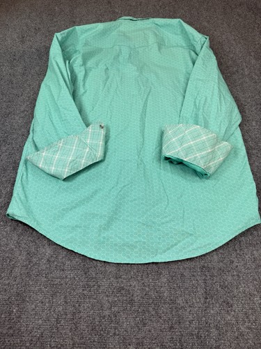 George Strait Troubadour Wrangler Shirt Mens Medium Turquoise Pearl Snap Cowboy - Picture 10 of 14
