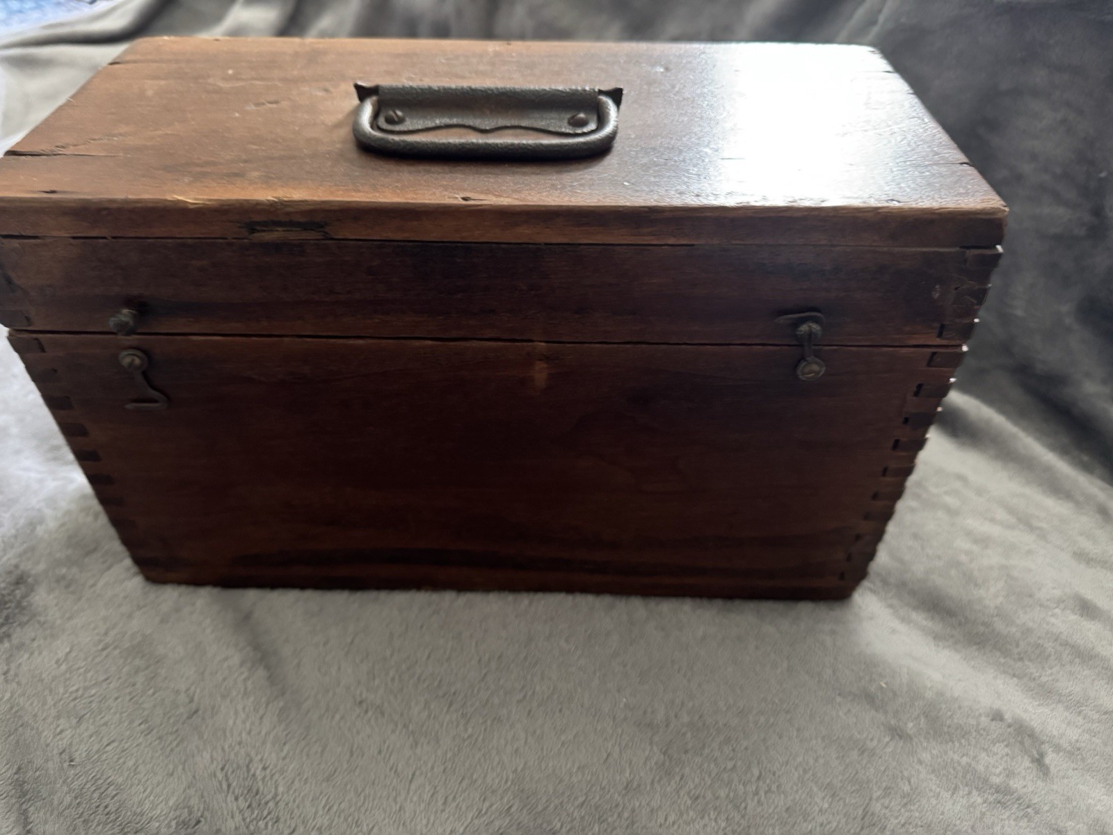 Vintage Transit Level in original wooden box with surveyor’s staff.