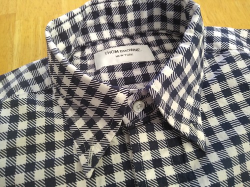 NWOT Thom Browne Navy Blue Shepherd Check Broadcloth Button Down TB0 14-31 XS - Picture 2 of 6