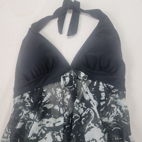 Damen Baden Schwimmen Badeanzug Oberteil NUR Neu ohne Etikett schwarz mit transparenter Sockelleiste XXL 2X - Bild 2 von 6
