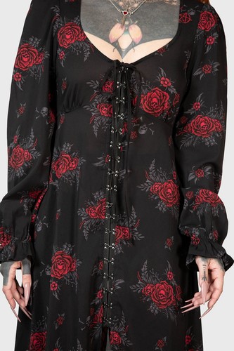 KILLSTAR Black,Red Hail Pandora Maxi Dress - Picture 2 of 12