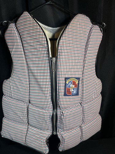 Chaleco salvavidas vintage Stearns rojo a cuadros chaleco de pesca para mujer mediano