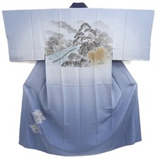 10446A3 Silk Japanese Kimono Men's Juban Landscape