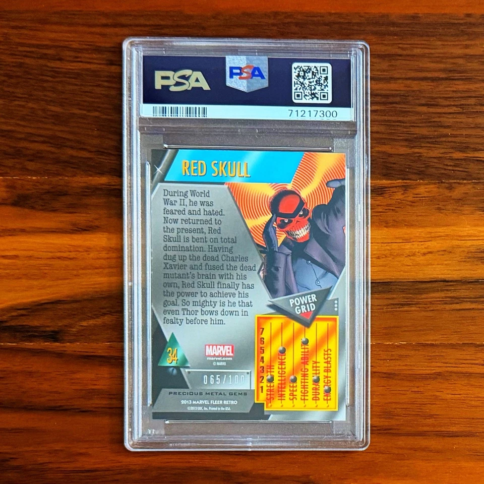 2013 Marvel Fleer Retro "RED SKULL" Precious Metal Gems PMG RED /100 PSA 7! 🔰 - Image 2 of 2
