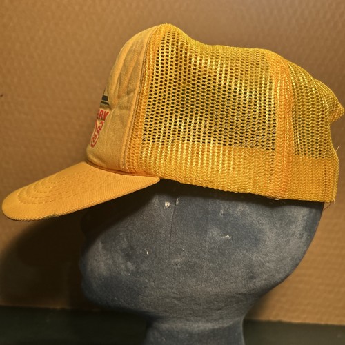 Cappello camionista vintage contanti e trasporto mangimi negozio mangimi GIALLO schiuma rete Yupoong - Foto 4 di 10