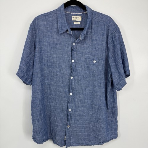 Weatherproof Vintage Washable Linen Button Down Shirt Blue Woven Mens size XXL - Picture 11 of 11