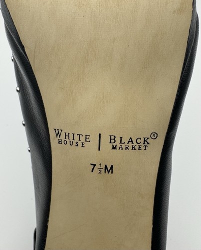 Stivaletti nuovi senza scatola WHBM Sunny con borchie punta aperta stiletto slingback pump neri taglia 7,5 M - Foto 13 di 16