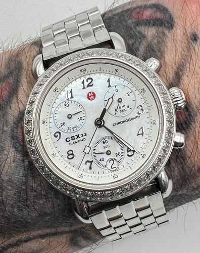 Ladies Michele CSX33 Chronograph Diamond MOP Dial 36mm Wrist Watch MW03B01