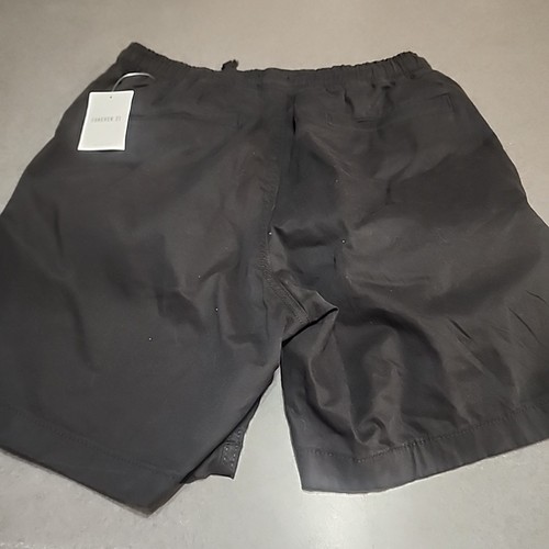 Forever 21 Drawstring Shorts Mens Size Med 4 Pockets Black Mid-rise Casual Dad - Picture 4 of 5