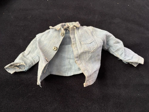 Vintage 1960s GI Joe Action Sailor Navy Blue Denim Uniform Work Shirt A2