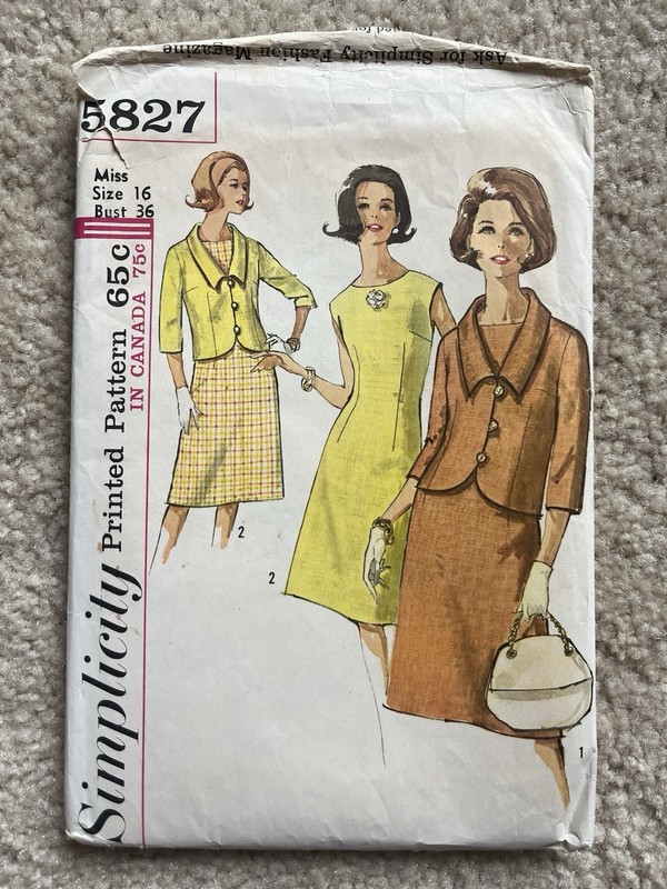 Vtg Simplicity 5827 One Piece Dress And Jacket Sewing Pattern size 16