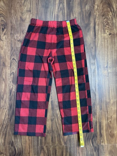 Pajama Pants Youth Size Medium 8 Red Black Checker Print Fleece Preowned - Picture 4 of 7