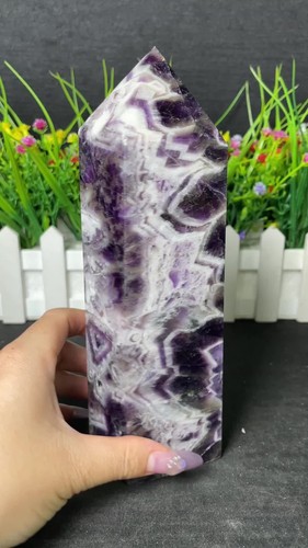 2.9LB 7.3" Rare Natural Dream Amethyst Tower Crystal Obelisk Point Quartz C1 - Video 1 di 1