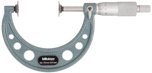 Mitutoyo 123-115 Disk Micrometer  Ratchet Stop  50-75mm Range  0.01mm Graduation