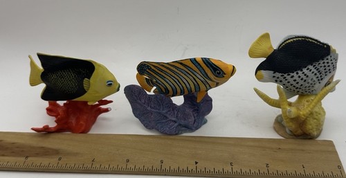 (3) Three Franklin Mint  Porcelain Painted Tropical Fish on Coral 1988 READ - Picture 11 of 16