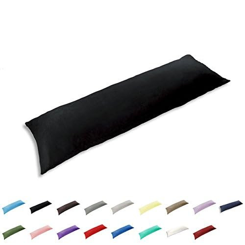 100% Cotton 300 Thread Count Envelope Style Body Pillow Cover 20" X 72" Black - Picture 2 of 4