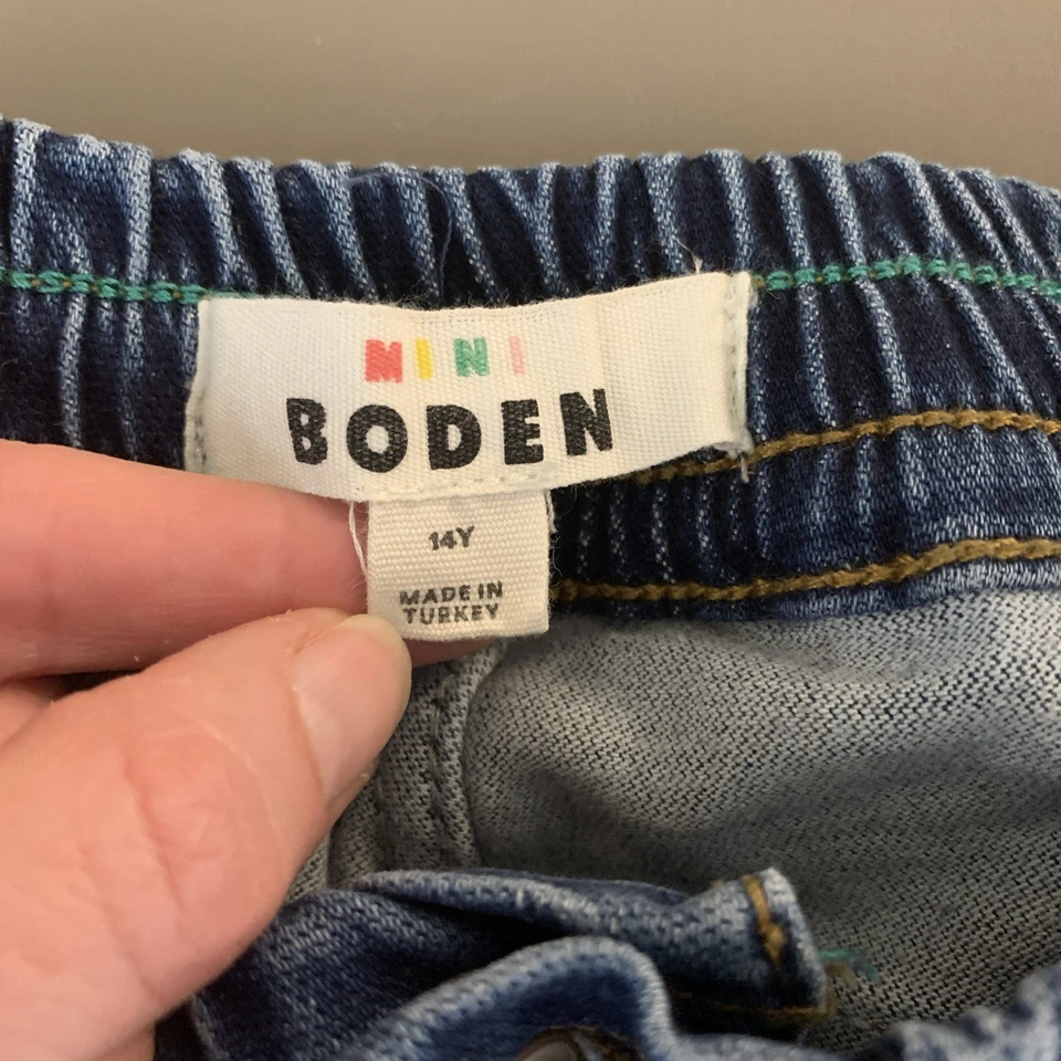 Pantalones de mezclilla Mini Boden 14 Y para niños ajustados elásticos con cordón elástico Foto 2 de 4