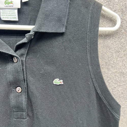 Lacoste Polo Dress Womens 12 Black Sleeveless Cotton Collared Pencil Straight - Picture 4 of 10