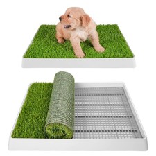 Dog Grass Pad with Tray, Dog Litter Box, Porch Potty for Puppy Pee Training, ...