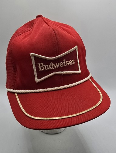 Vintage Budweiser Beer Patch Logo Trucker Hat Cap Snapback Red Mesh M/L Mütze USA - Bild 8 von 15