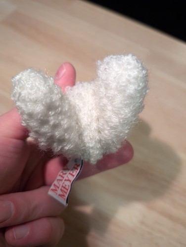 NEW VTG 90's Mary Meyers White Teddy Bear, Bow Plush Jointed Stuffed Animal 5" - Picture 7 of 21