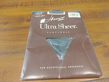 One Pair 1991 NOS Hanes Ultra Sheer Control Top Sandalfoot Stockings Color Navy