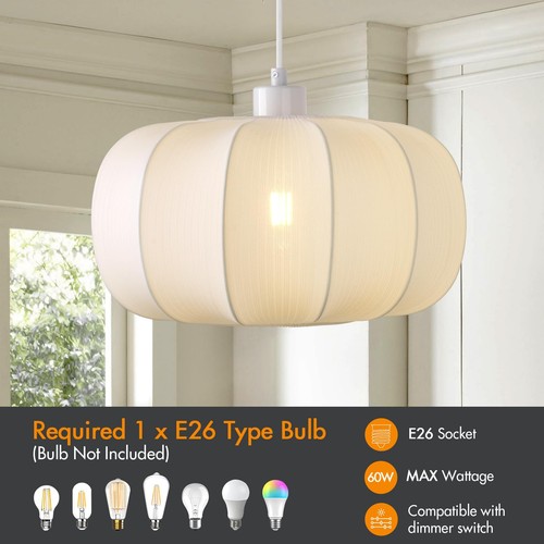 12.6 inch Pendant Light, Dining Room Linen Chandelier Lighting Fixture Hangin... - Picture 3 of 9