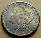 🌈BU.1882-s $1 Morgan Silver Dollar🌈Rainbow naturally toned.